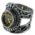 thumbnail image 1 of Navya Craft Citrine Oval 925 Sterling Silver Handmade Women Statement Ring, Yellow Gemstone Jewelry Size 6.5, 1 of 4