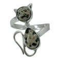 thumbnail image 1 of Navya Craft Dalmatian Jasper Sterling Silver Handmade Statement Cat Design Women Ring Size 12.0, 1 of 5