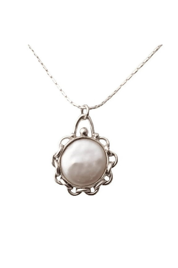 Navya Craft Freshwater Coin Pearl 925 Sterling Silver Necklace for Women Gift Anniversary Birthday Christmas Valentine Mother Day-16 inches