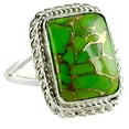 thumbnail image 1 of Navya Craft Green Copper Turquoise 925 Sterling Silver Handmade Women Statement Ring Size 4.0, 1 of 5