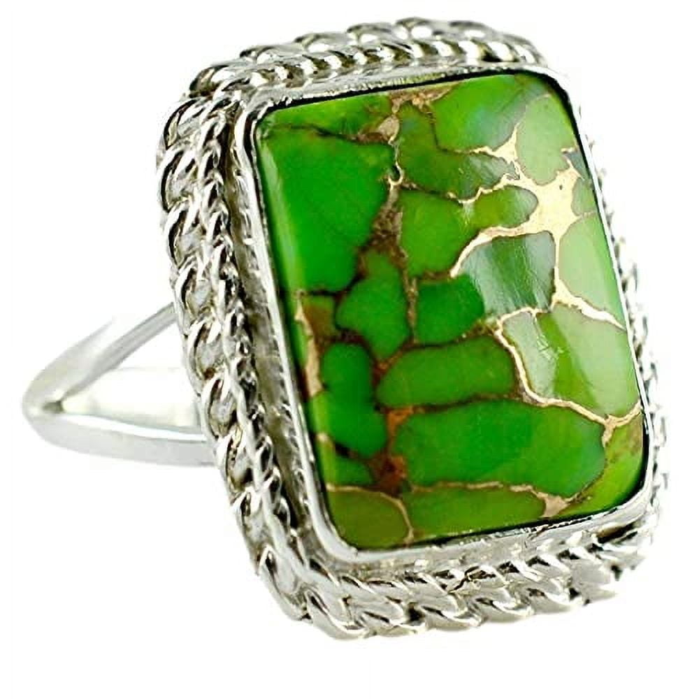 Navya Craft Green Copper Turquoise 925 Sterling Silver Handmade Women ...