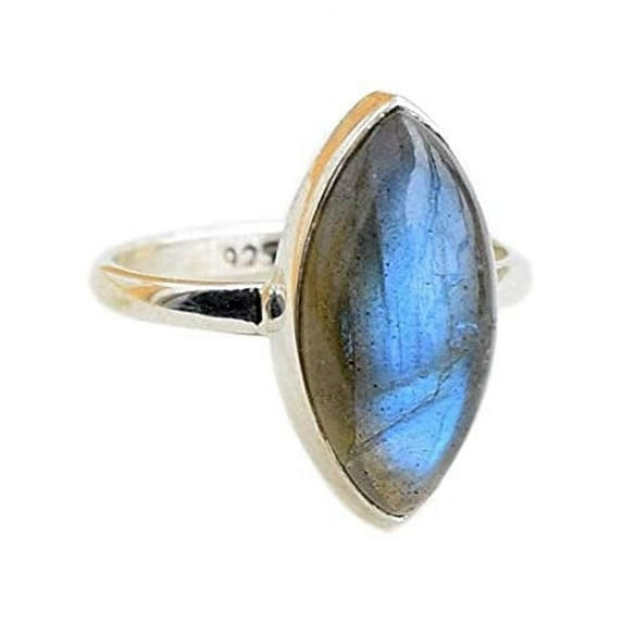 Navya Craft Labradorite Marquise 925 Sterling Silver Handmade Women Statement Ring Size 9.5