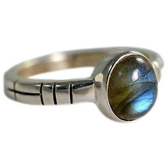 Navya Craft Labradorite Oval 925 Sterling Silver Handmade Women Statement Ring Size 7.5