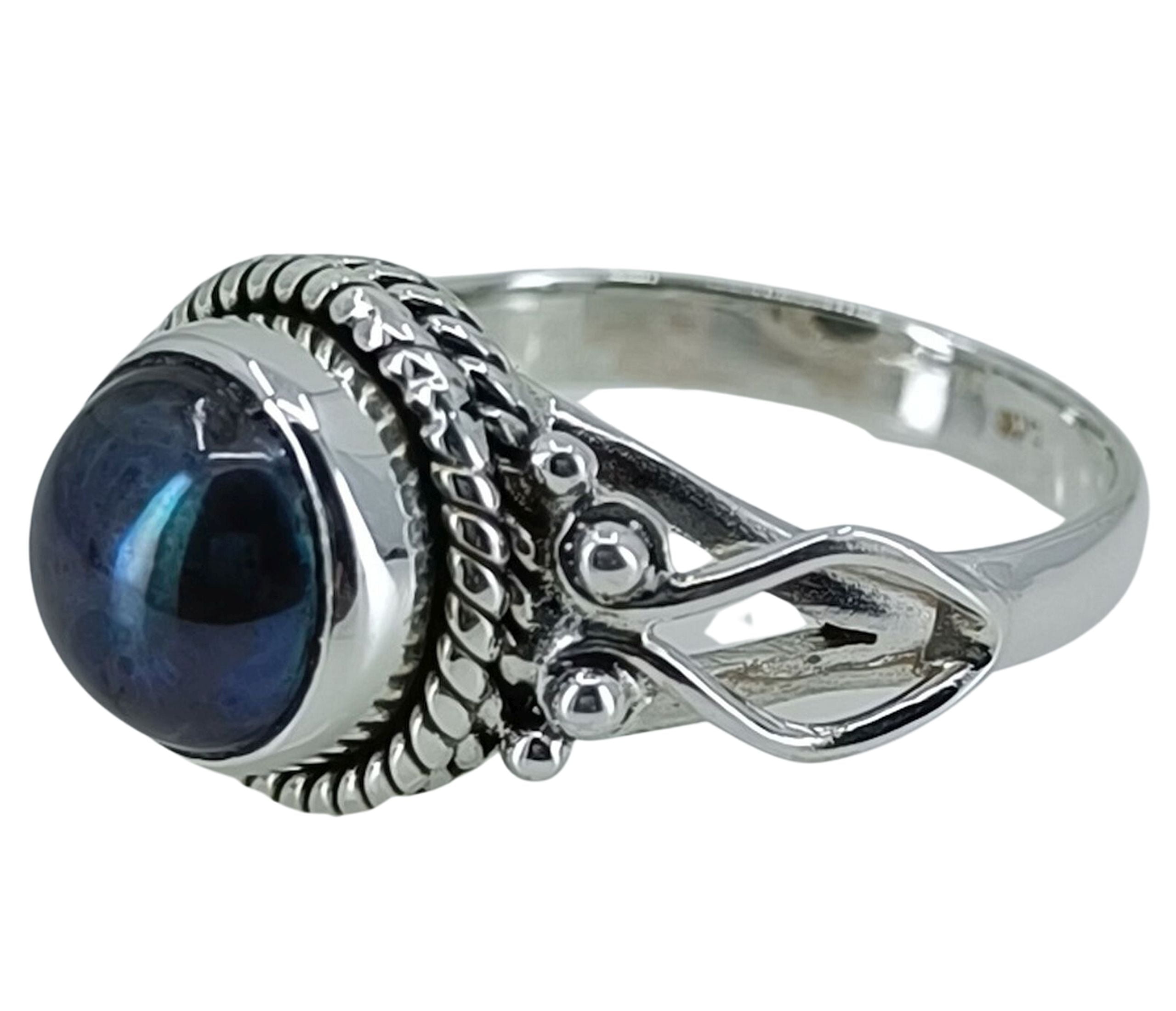 Navya Craft Peacock Black Freshwater Pearl Sterling Silver Statement ...