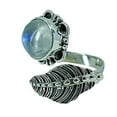 thumbnail image 1 of Navya Craft Rainbow Moonstone Round 925 Sterling Silver Handmade Women Statement Leaf Ring Size 6.0, 1 of 4