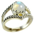 thumbnail image 1 of Navya Craft Rainbow Moonstone Round 925 Sterling Silver Handmade Women Statement Ring Size 8.5, 1 of 4