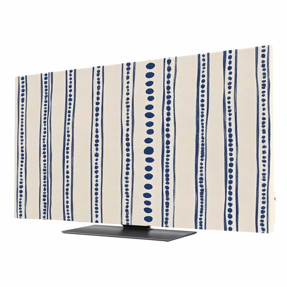 Navyblue Boho TV Dust Cover 24 Inch, Graffiti Geometric Vertical Stripes Dots Computer Monitor Cover Dustproof Stretchable Indoor TV Screen Protector for LED LCD Universal Monitors