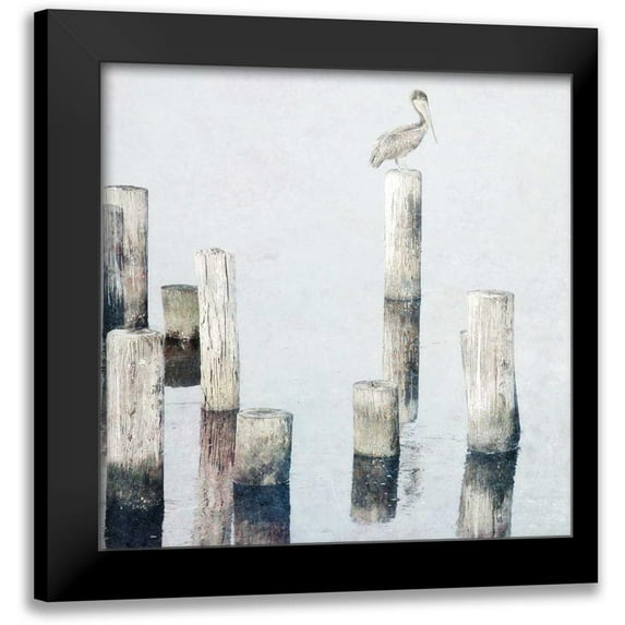 Nawrocke, Bruce 12x12 Black Modern Framed Museum Art Print Titled - Perched Pelican