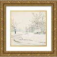 thumbnail image 1 of Nawrocke, Bruce 12x12 Gold Ornate Wood Framed with Double Matting Museum Art Print Titled - Snowy Road, 1 of 4