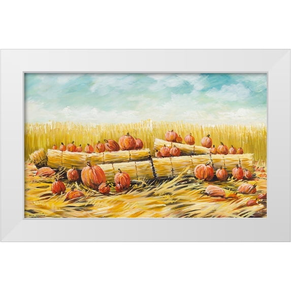Nawrocke, Bruce 24x16 White Modern Wood Framed Museum Art Print Titled - Pumpkin Patch