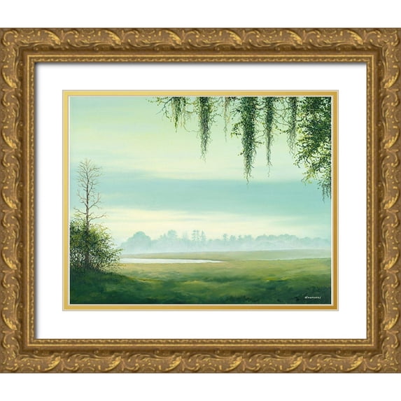 Nawrocke, Bruce 32x26 Gold Ornate Wood Framed with Double Matting Museum Art Print Titled - Winter Begins