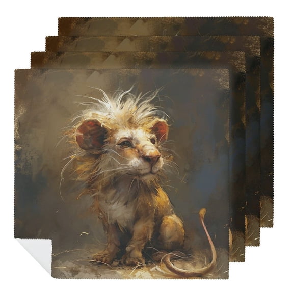 Nawy A Majestic Lion Majestic and Domineering Imposing and Imposing Polyester Gift Dinner Napkin for Dining Table Kitchen Daily Party Housewarming Farmhouse Decor 2 PCS