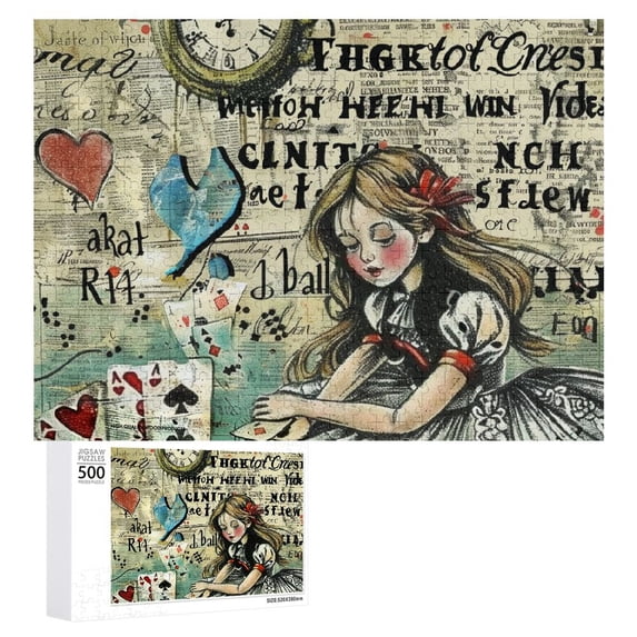 Awypu Alice Prin Whimsical Fantasy Art Wooden Jigsaw Puzzle Challenging Difficult Wood Puzzles for Adults Gift for Family Friends 500 PCS