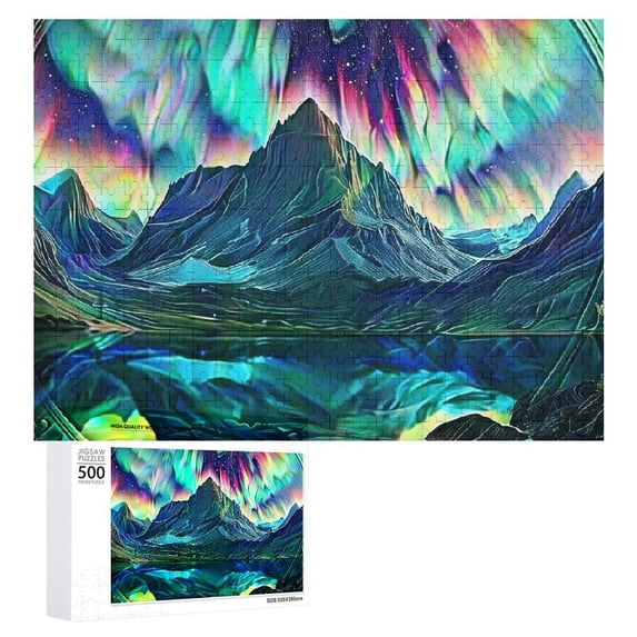 Awypu Aurora Lights Wooden Jigsaw Puzzle - Premium Eco-Friendly Wood - Relaxing and Engaging Puzzle Game - Home Decor Art Piece - Family Entertainment - Intellectual Challenge 500 PCS