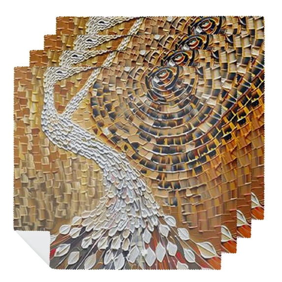 Nawy Bird Circles Tail Polyester Dinner Napkin for Dining Table Kitchen Party Housewarming Decor Cloth Napkin Reusable 4 PCS
