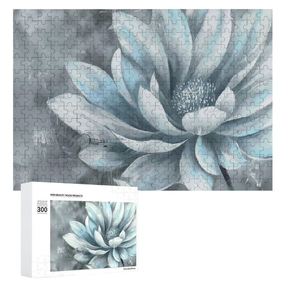 Awypu Blue Petals Wooden Jigsaw Puzzle Impossible Wooden Puzzles Gift for Family Friends 300 PCS