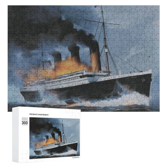 TIAOTIAOHOU Boat Smoke Wooden Jigsaw Puzzle Challenging Difficult Wood Puzzles for Adults 300 PCS