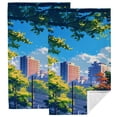 thumbnail image 1 of Nawy Bright Modern Pixar City, Summer, Pixar Style 2-Piece Kitchen Towels Set 27.5*16in, 1 of 6