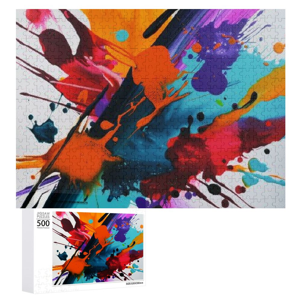 Nawy Colorful Paint Splashes Wooden Puzzle for Adults and Kids 500 PCS ...