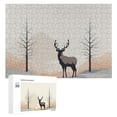 thumbnail image 1 of Awypu Deer Snow Trees Wooden Jigsaw Puzzle Challenging Difficult Wood Puzzles for Adults Gift for Family Friends 300 PCS, 1 of 4