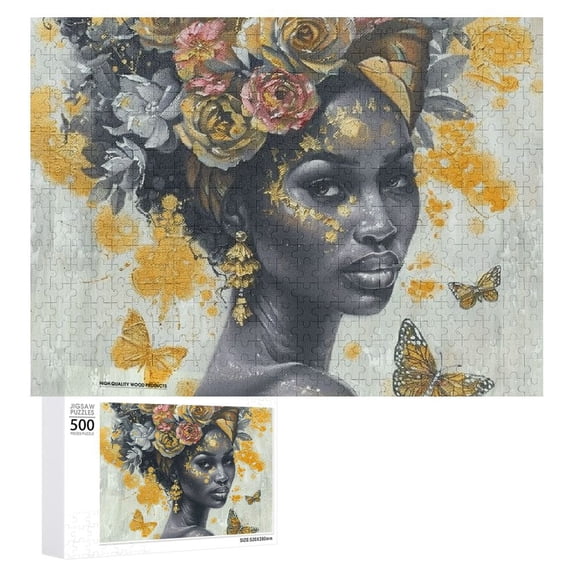 Awypu Flowers Butterfly Wooden Jigsaw Puzzle - Impossible Wooden Puzzles Gift for Family Friends 500 PCS