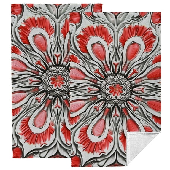 Nawy Flowers Tea Towels Set of 2 - Modern Decorative Kitchen and Bathroom Towels - Soft and Absorbent - 27.5x16 inch 27.5*16in