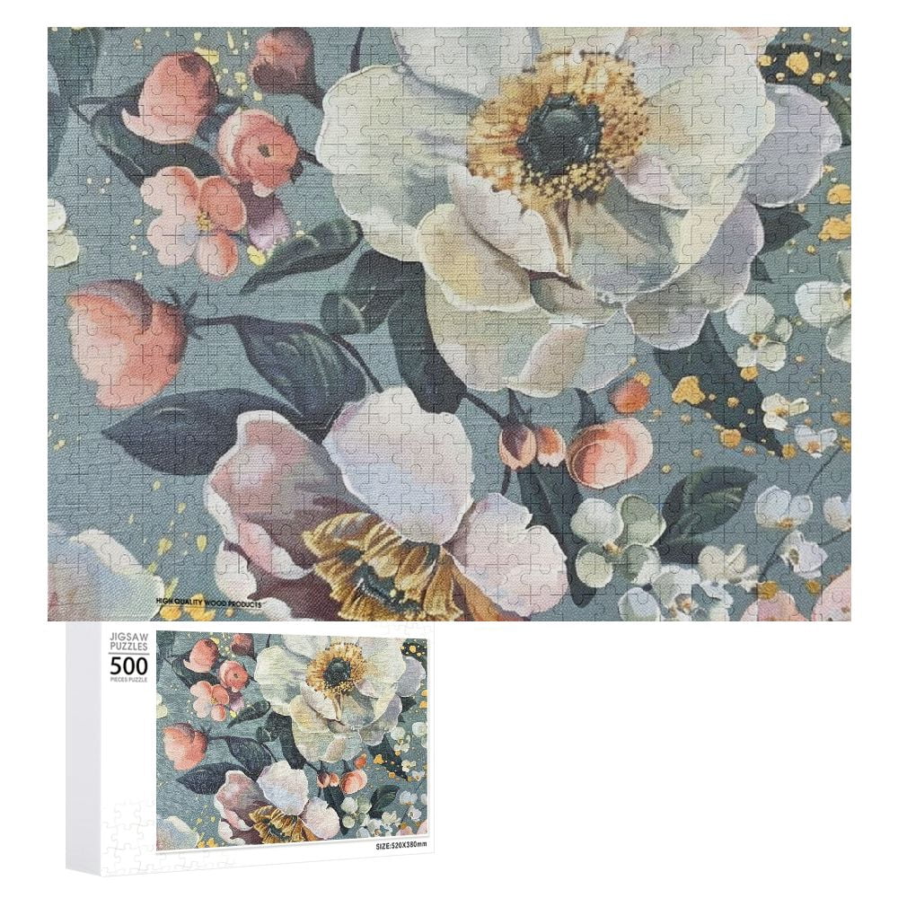 Awypu Flowers Wooden Jigsaw Puzzle for Adults and Kids Gift for Family ...