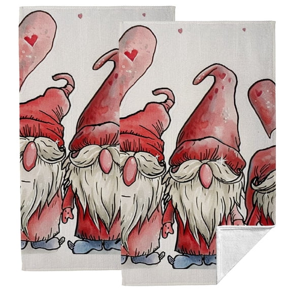 Nawy Gnomes Hearts Funny Kitchen Towels 2-Piece Set for Kitchen, Bathroom, Shower 27.5 x 16 Inch 27.5*16in