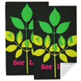 thumbnail image 1 of Nawy Green Leaf Towels - Set of 2 | Modern Decorative Tea Towels for Kitchens, Bathrooms, Showers 27.5*16in, 1 of 6