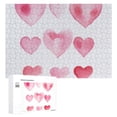 thumbnail image 1 of Awypu Hearts Pink Watercolor Wooden Jigsaw Puzzle - Impossible Puzzles Gift for Family Friends 300 PCS, 1 of 4