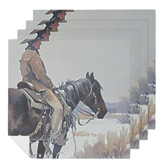 Nawy Horse Snow Cloth Napkins Polyester Home Decor Reusable Machine Washable Fabric for Events 6 PCS