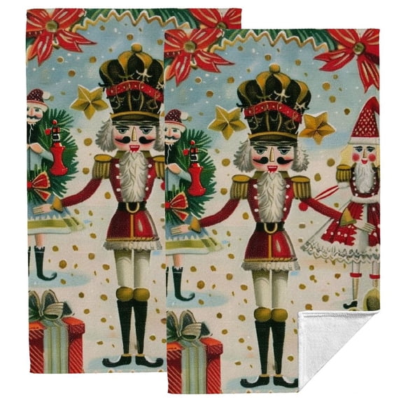 Nawy Nutcracker, Wreath Towel Set for Bathroom Hotel Gym and Spa - Soft and Absorbent Kitchen Towels - Pack of 2 - 27.5x16 inch 27.5*16in