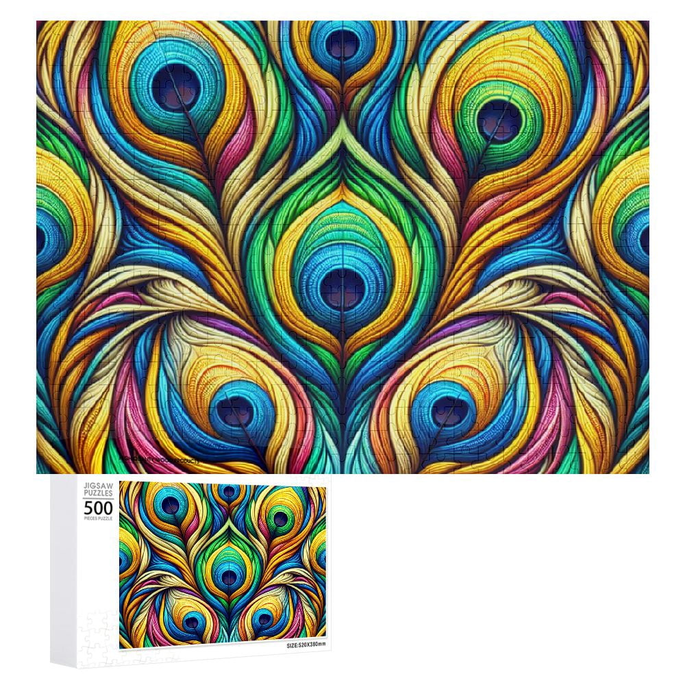 Awypu Peacock Feathers Wooden Jigsaw Puzzle for Adults and Kids 500 PCS ...