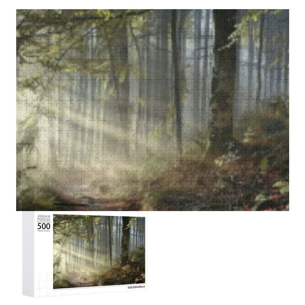Awypu Puzzle for Adults and Kids Green Fall Forest with Sun Rays ...