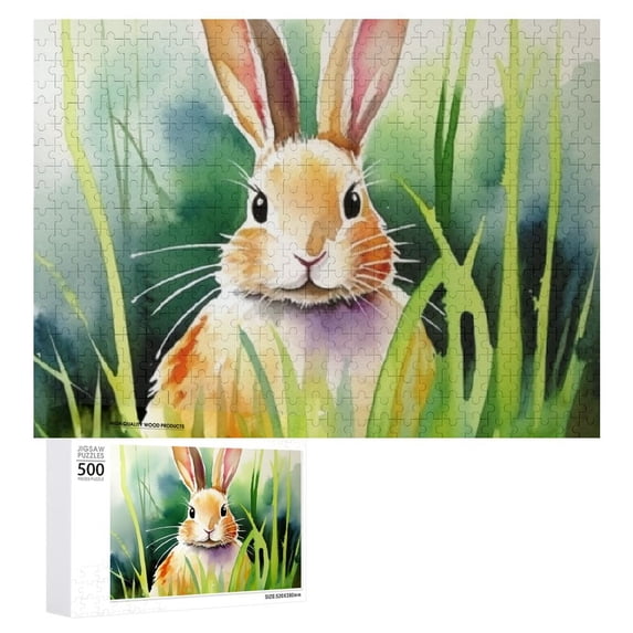 Awypu Rabbit Grass Beatrix Potter Wooden Jigsaw Puzzle Gift for Family Friends 500 PCS