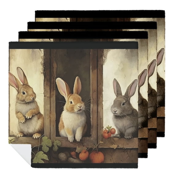Nawy Rabbits Beatrix Potter Polyester Cloth Napkin Home Decor Reusable 4 PCS