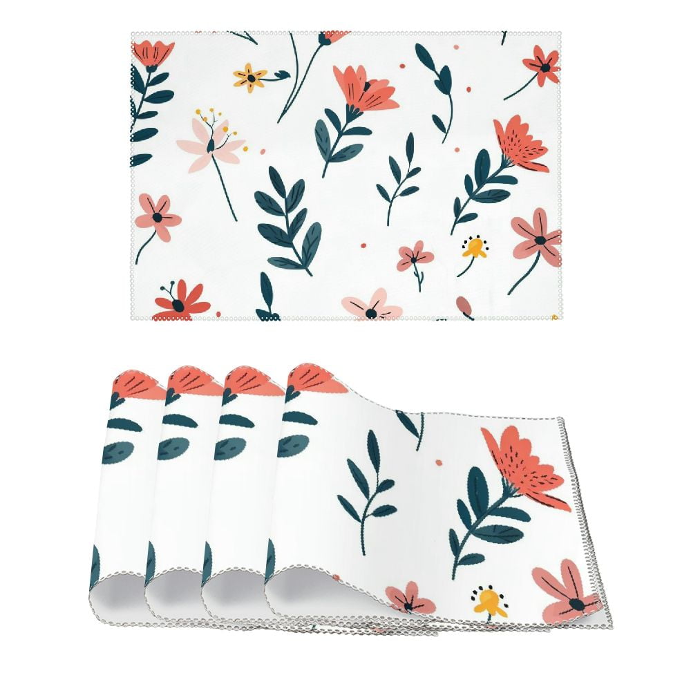 Nawy Rich and Colorful Small Floral Fragments Placemats for Kitchen ...