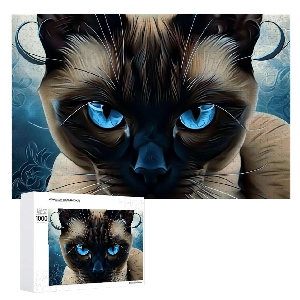 Awypu Siamese Cat Wooden Jigsaw Puzzle for Adults and Kids Challenging