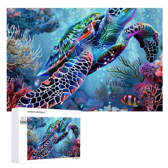 Awypu Turtle Coral Reef Seaweed Wooden Puzzle - Eco-Friendly Gift for Family and Friends 1000 PCS