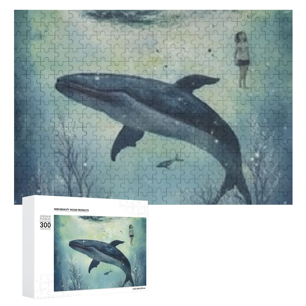Awypu Whale Baby Water Wooden Jigsaw Puzzle Gift for Family Friends 300 ...