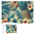 thumbnail image 1 of Awypu Orange Fruit Pineapple and Tropic Flowers in Colorful Tropical Wooden Jigsaw Puzzle for Adults 300 PCS, 1 of 4