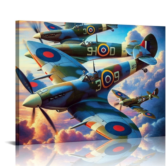 Nawypu 1 Panel Canvas Wall Art - Living Room Décor Flying Fighter Adornment Art Prints Navy Blue Artwork Wall Decor Aircraft Picture Posters Home Decorative for Bedroom Office