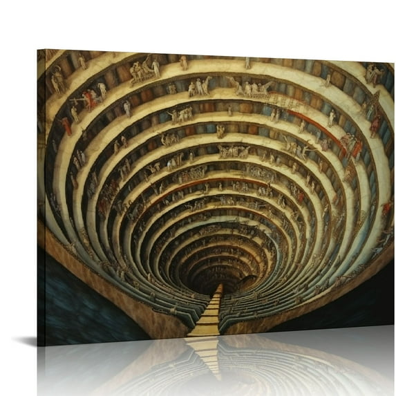 Nawypu 1485 Sandro Botticelli Map of Hell by Dante Poster Office Canvas Classroom Wall Art Modern Living Room Bedroom Art Decoration