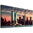 thumbnail image 1 of Nawypu  1980s Statue of Liberty and Twin Towers Canvas Wall Art Print, Home Decor Artwork, 12''x16''X3 Panels, 1 of 4