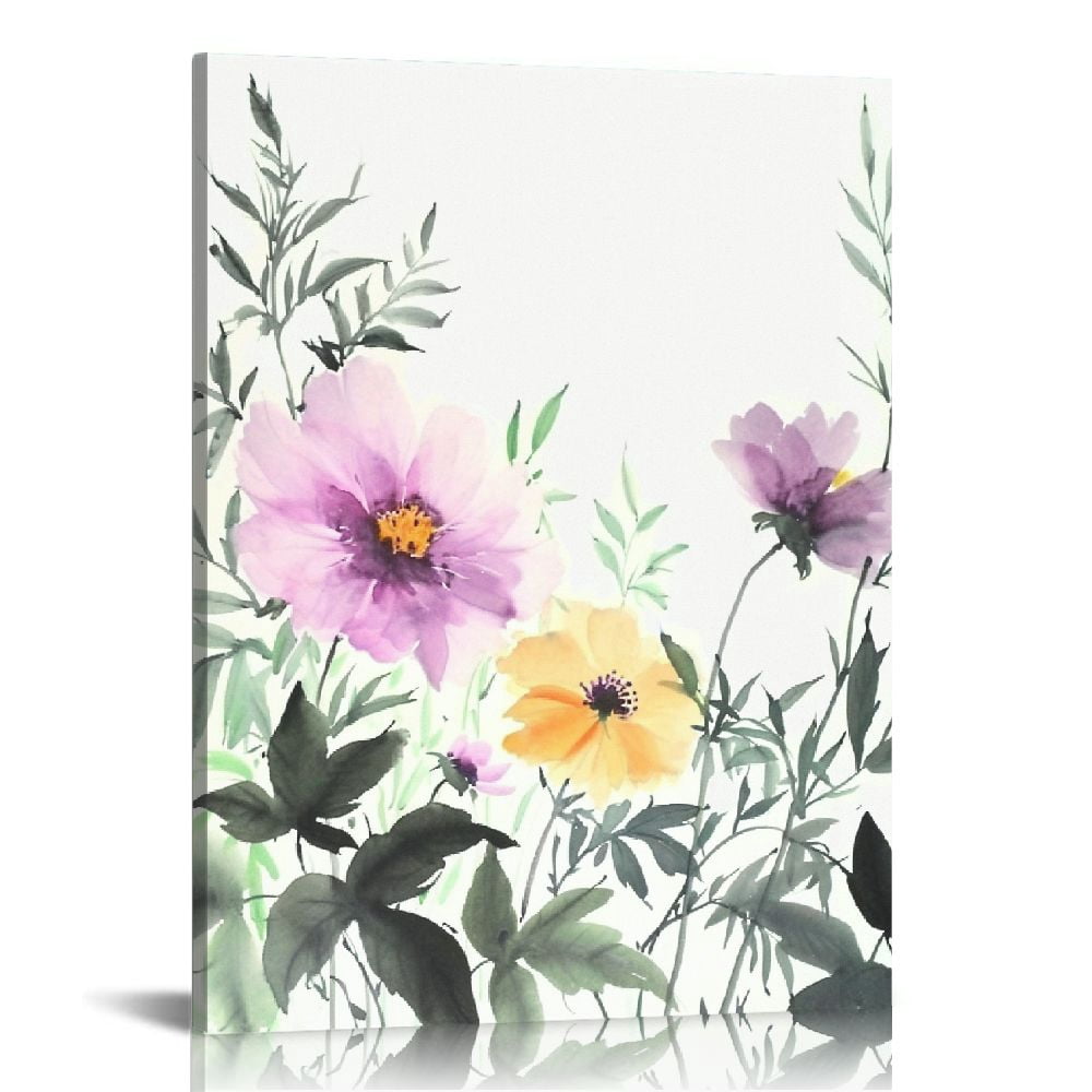 Nawypu 2 Panels Flowers Canvas Art Wall Decor Watercolor Modern ...