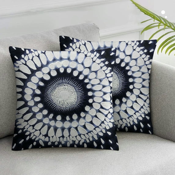 Nawypu 2pcs Throw Pillow Covers Navy Blue Decorative Floor Pillows Cover Cushion Cover Throw Pillow Case for Couch DarkBlue Sunflower Pillow White