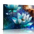 thumbnail image 1 of Nawypu  3 Panels Flowers Wall Art Blooming Lotus Water Lily Picture Elegant Pink Blue Purple Floral Painting Canvas Print Framed Modern Home Bedroom Living Room Decor Ready to Hang, 1 of 6