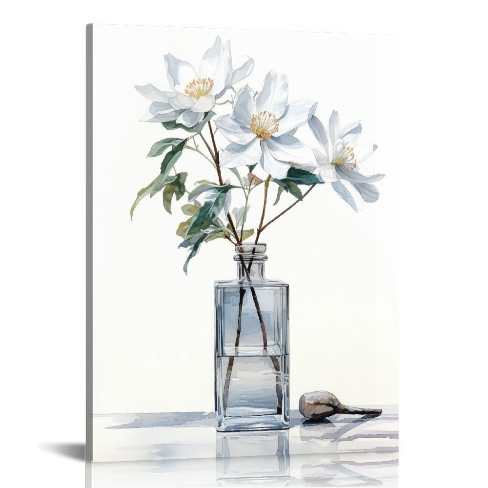 Nawypu 3 Pcs Framed Watercolor Floral Botanical Canvas Wall Art ...