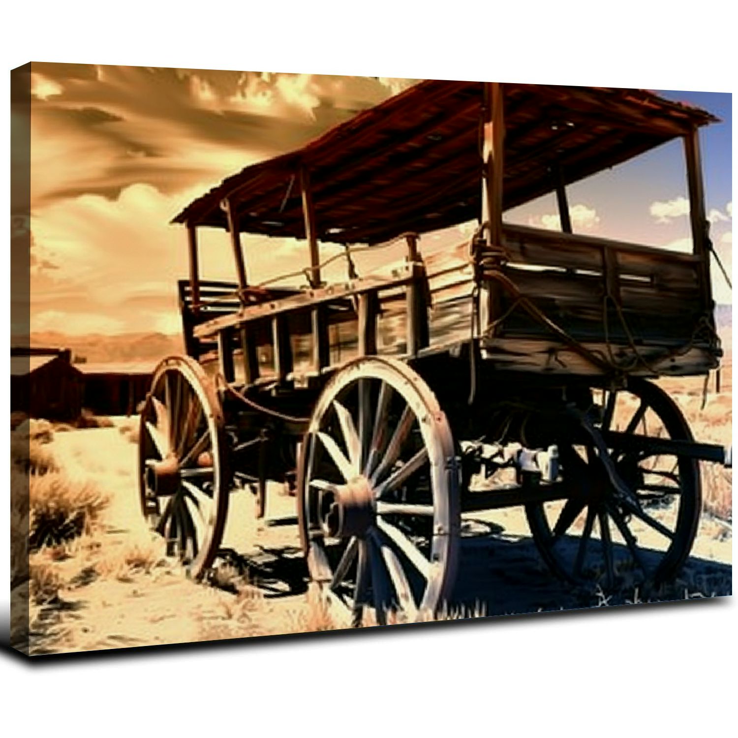 Nawypu 4PC Canvas Wall Art Framed Western Decor Cowboy Hat Boot Saddle