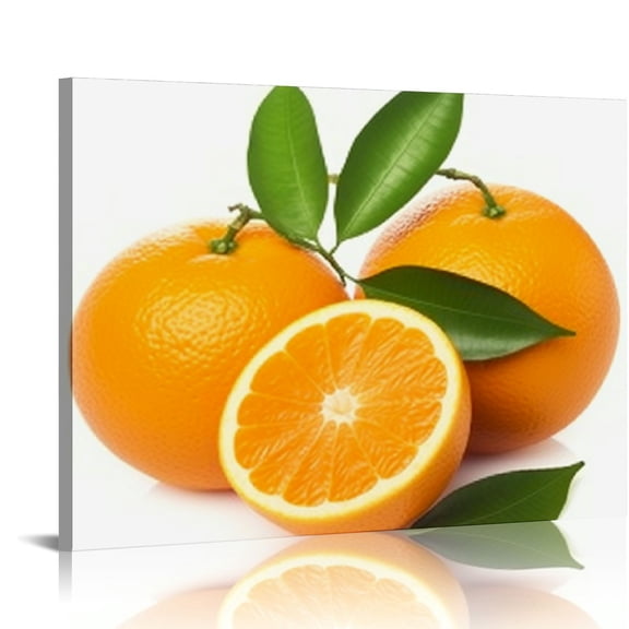 Nawypu  4pcs/set Stretched and Framed Orange, Apple, Lemon, Strawberry Fruits Design Wall Artwork Paintings, Giclee Walls Canvas Art Work for Kitchen Home Decor, Ready to Hang